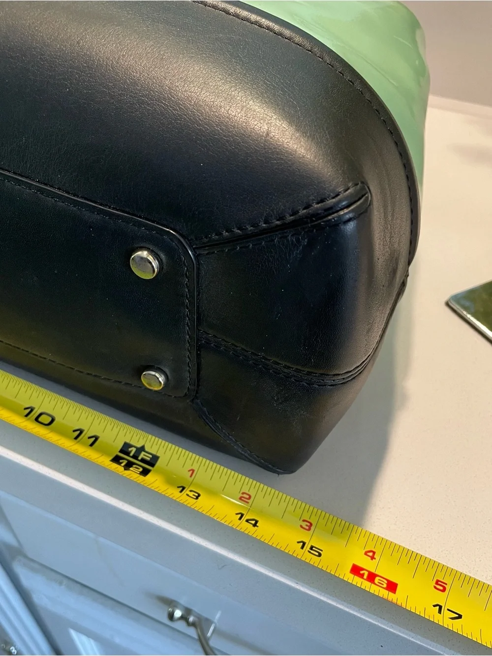 Kate Spade Elena Chelsea Park Coastline Retro Patent Leather Bag Mint & Black
